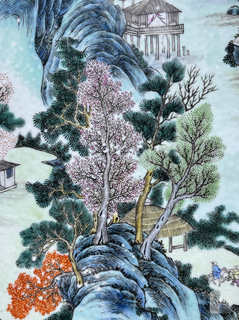 清中期 粉彩山水纹瓷板 - 图6